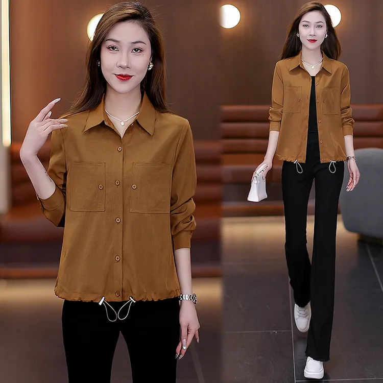 春秋百搭薄款短外套女2025秋装新款简约翻领长袖短款工装夹克通勤