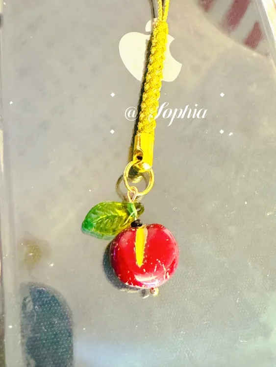 diy手工一颗红苹果手机挂件捷克琉璃