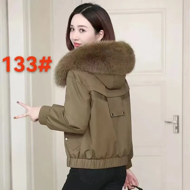 派克服女冬季新款加绒棉衣小个子收腰加厚保暖大毛领外套