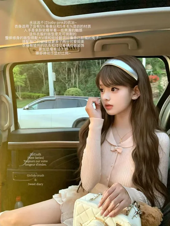 法式翻领长袖针织开衫女秋季2025新款小众设计感修身打底短款上衣