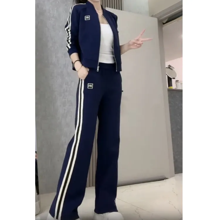 2025早秋新款高腰显瘦阔腿百搭时尚休闲针织两件套