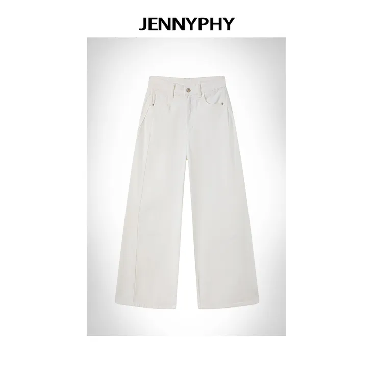【JENNYPHY】土耳其白色弹力系列A字微阔直筒裤#9028