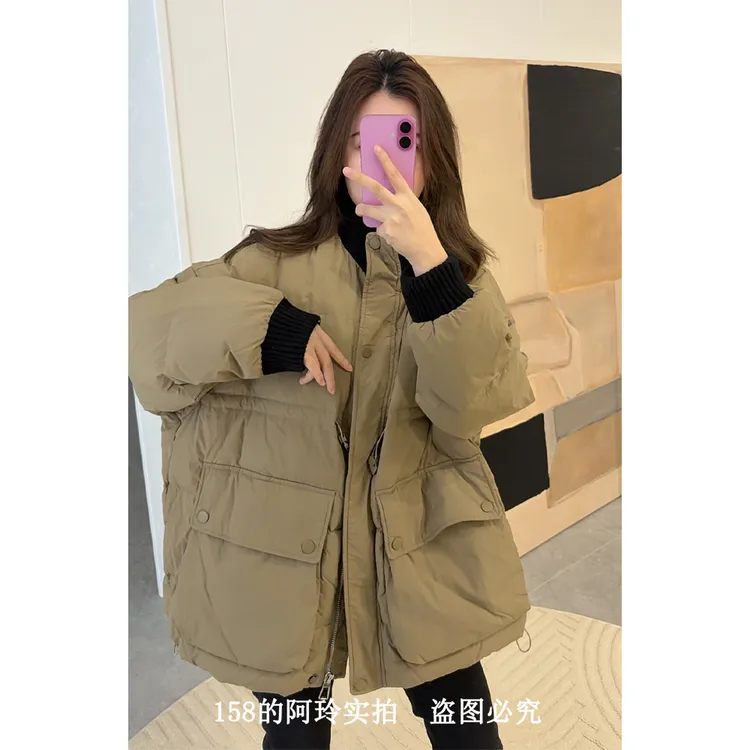 【阿玲实拍】中长款宽松慵懒风羽绒服女90白鸭绒简约大气经典款