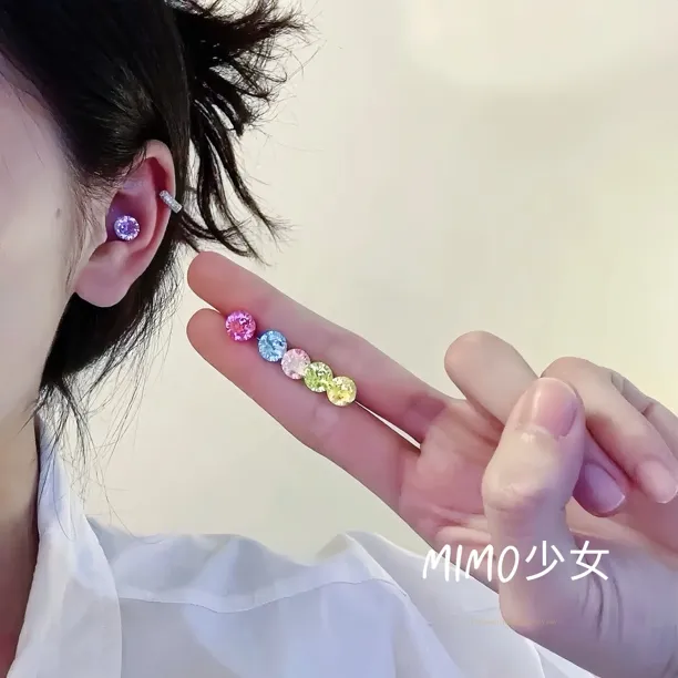 钛钢耳饰 OKLANG品牌6mm华子耳钉【4支】爆闪耳骨钉耳钉杆粗0.8