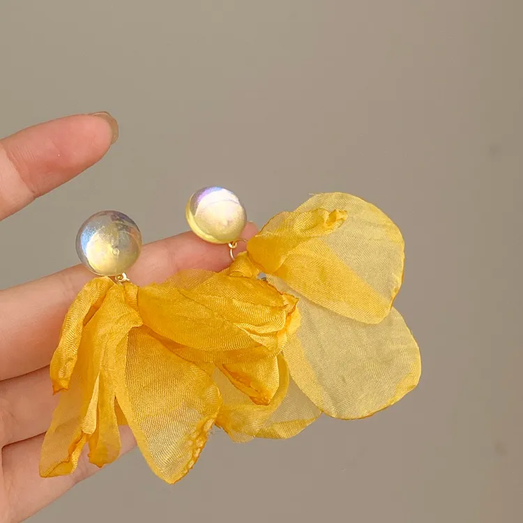 非金属布艺耳饰 超仙网纱耳环女夏2025年新款小众设计感耳钉A193