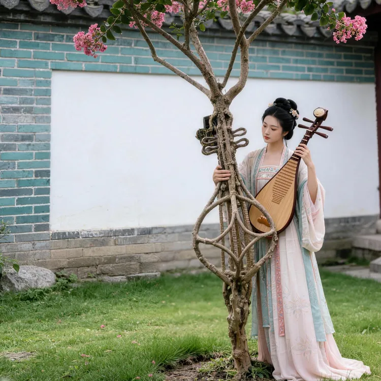 紫薇树编织的琵琶造型树/琵琶/音乐