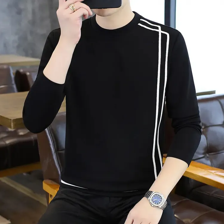 2025秋冬男士运动休闲卫衣针织毛衣打底衫长袖T桖保暖纯色上衣
