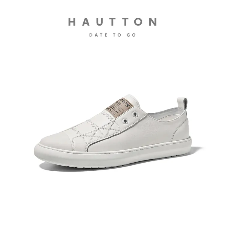 hautton皓顿2025夏天新款小白鞋板鞋百搭休闲鞋皮鞋男款931XB5304