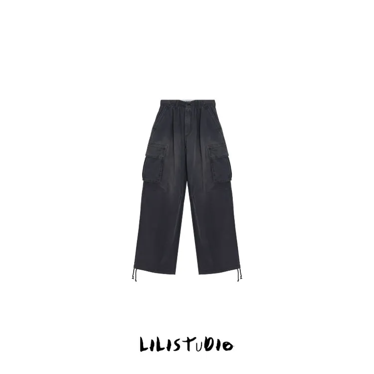 PCNY「工装潮范」不理理夏季新款女装时尚百搭宽松潮气工装牛仔裤女