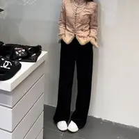 双层丝绒中高腰休闲垂感宽松显瘦百搭拖地阔腿裤