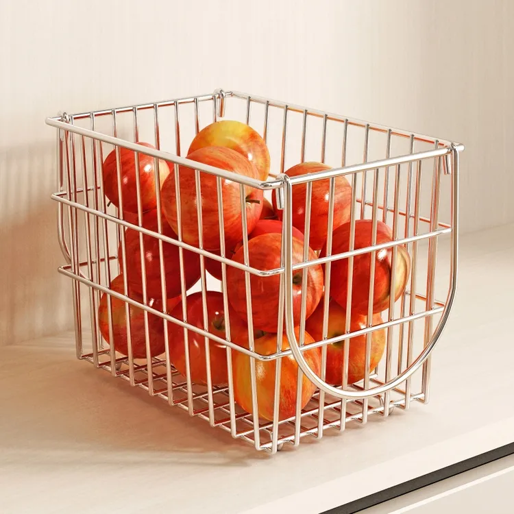 水果篮收纳筐304不锈钢客厅厨房菜篮子沥水篮果盘蔬菜手提收纳筐