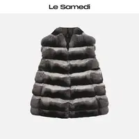 Le Samedi马油叶儿【限定龙猫】青紫蓝原色重工横排小廓形马甲