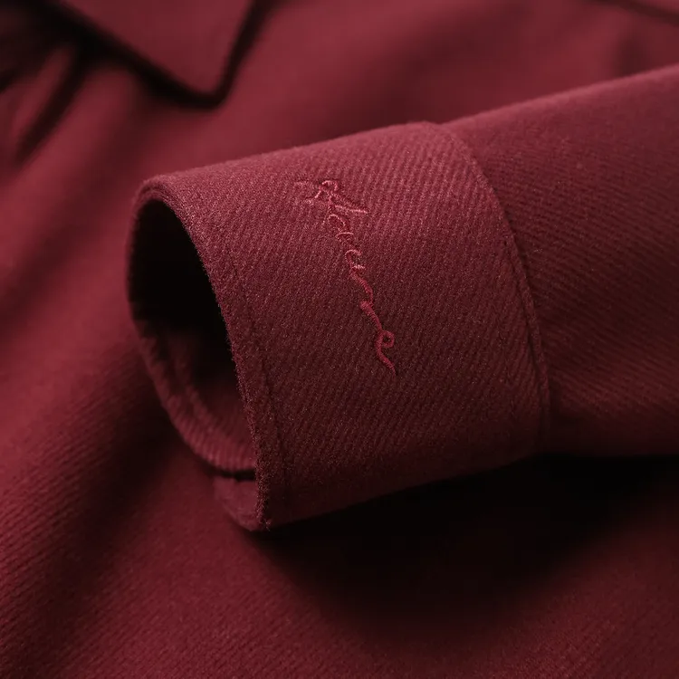 复古圣诞红！重磅双面磨毛长袖衬衫新年红轻商务风仿毛呢翻领衬衣