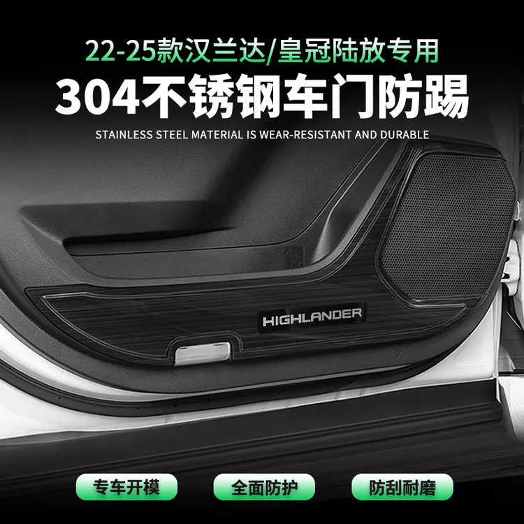 22-25款汉兰达改装车门防踢垫内饰 皇冠陆放防踢板内门板专用装饰
