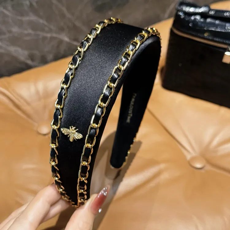 杨杨babytime双链条黑色蜜蜂宽发箍女高颅顶日常外戴高级轻奢头箍