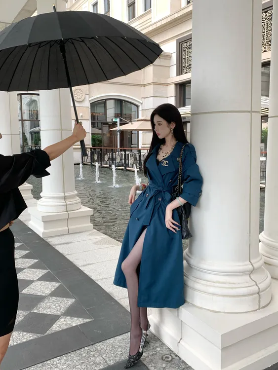 【雅乔定制】静谧蓝调 时尚洋气长款风衣外套女秋季DYZY-24127471