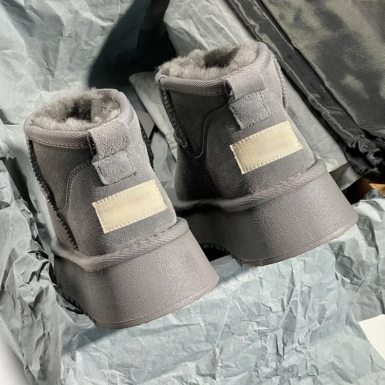 新款短筒斜口雪地靴男时尚一脚蹬面包鞋加绒加厚保暖懒人低帮棉鞋