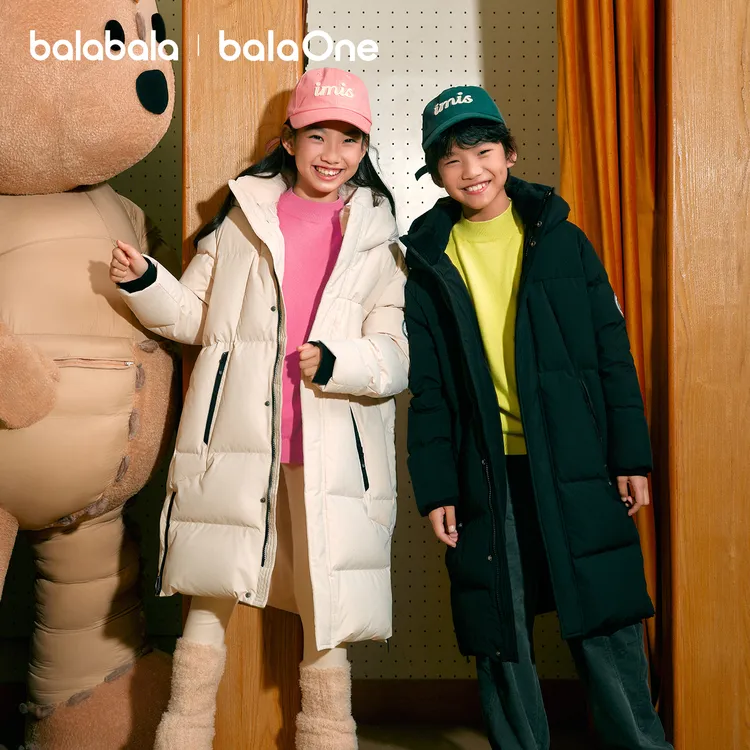 【balaOne】巴拉巴拉儿童羽绒服男女童冬装长款加厚外套亲子装防水