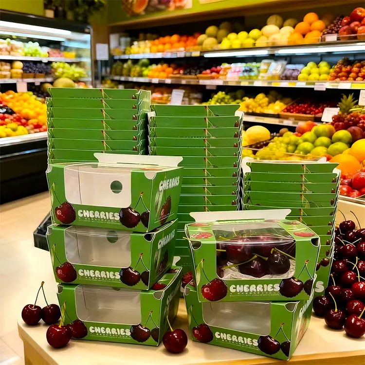 新款透明开窗式1斤装车厘子包装盒礼品盒便捷式手提小礼盒