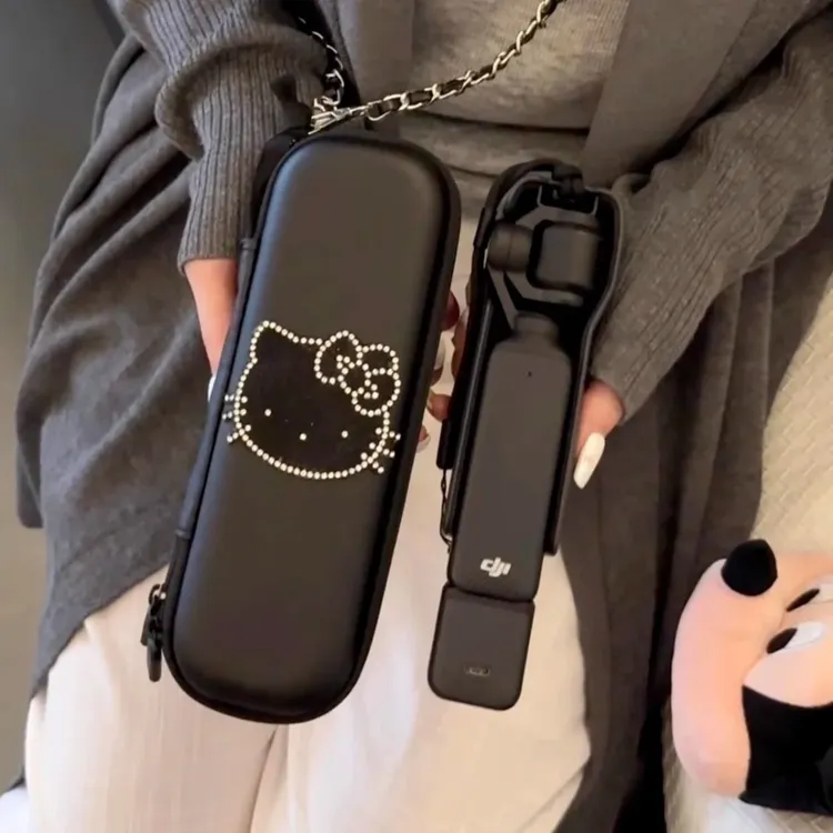 卡通新款闪钻kitty可爱大疆pocket3收纳包收纳盒保护套便携式户外