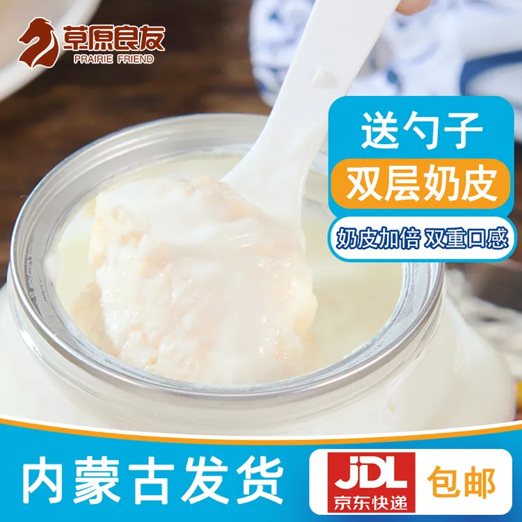 草原良友内蒙古奶皮子酸奶低温草原酸奶410克/罐