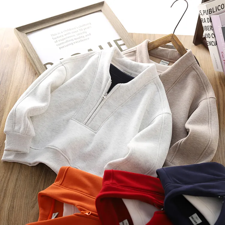 男童半拉链加绒卫衣2025秋冬款儿童装假两件潮酷帅气男孩保暖上衣