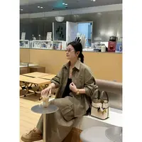 SP 帅气时髦百搭休闲工装风外套+高腰半身裙套装 内里轻微磨毛
