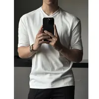 AIXKOM 獨家高支长绒棉混纺干爽透气轻盈感v领宽肩T