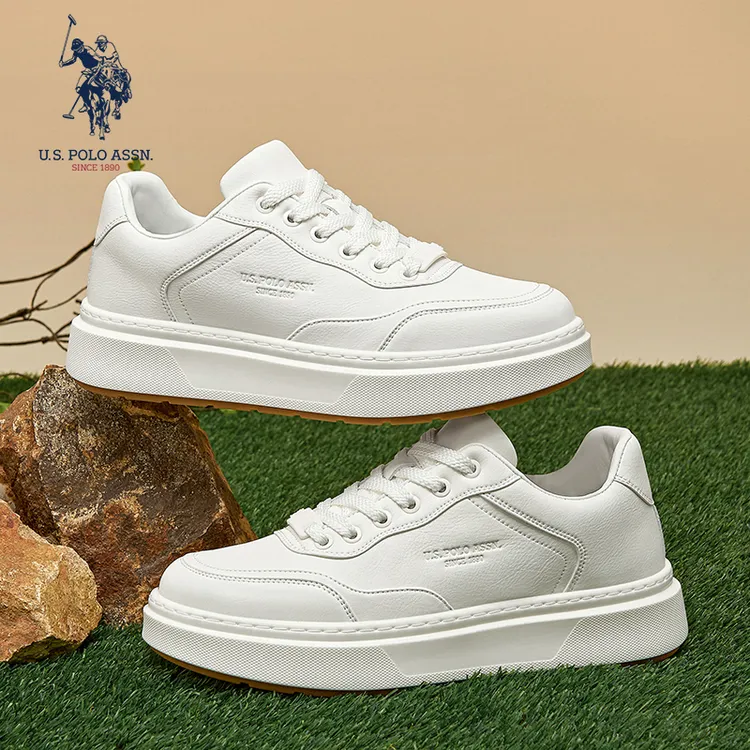 U.S. POLO ASSN.男鞋秋季厚底潮板鞋低帮时尚男士运动休闲小白鞋