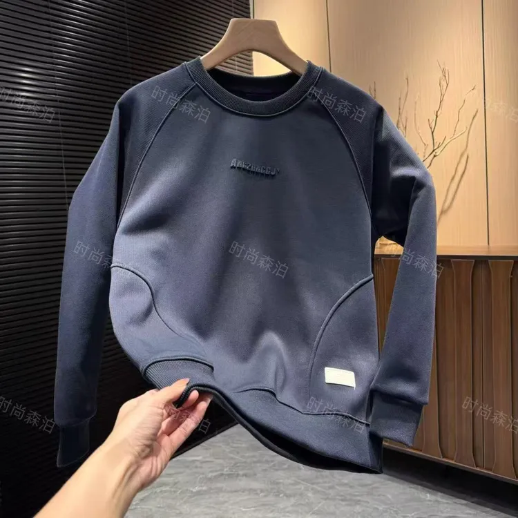 秋冬新款时尚百搭简约保暖加绒潮流男士卫衣650075