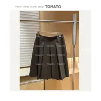 TomaTo-2025秋季新款垂坠显瘦百搭半身裙子A字百褶裙C25Q79231
