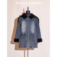 【D.L】牛仔旷野拼接皮毛一体大翻领复古夹克鹅绒服DLMD122