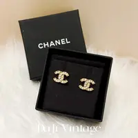 大吉中古/Chanel香奈儿金色双C镶钻耳钉