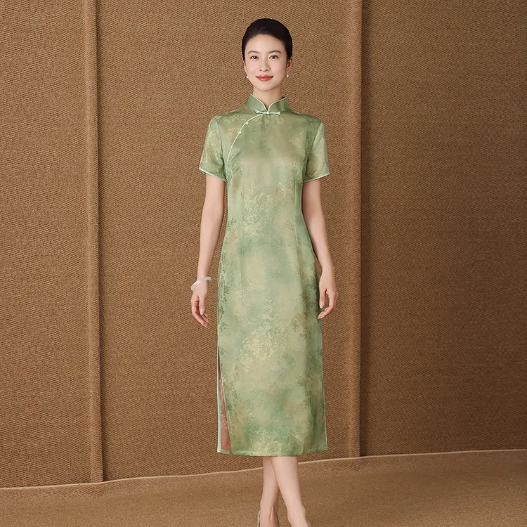 齐黛民国风送考旗袍真丝桑蚕丝高端年轻款2025夏季复古显瘦连衣裙
