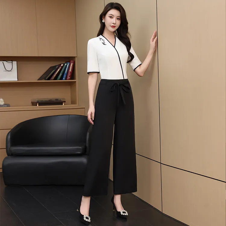 美容院沐足浴工作服新款养身spa酒店工作制服中式套装裤中袖显瘦