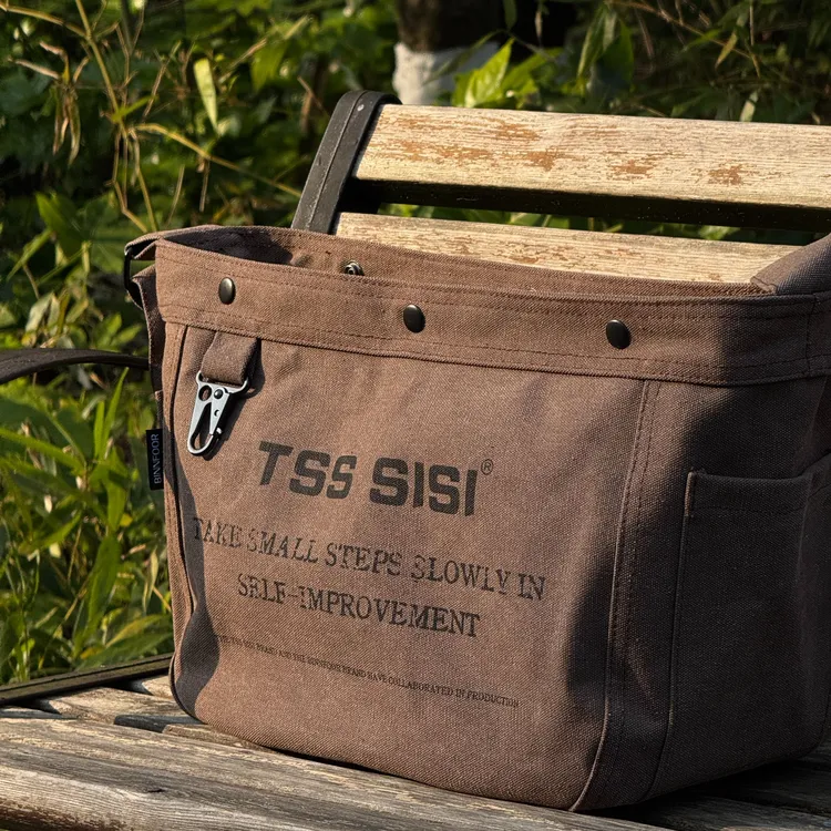 TSSSISI 硬质拉链中性风单肩复古工装风印花通勤休闲斜挎邮差包