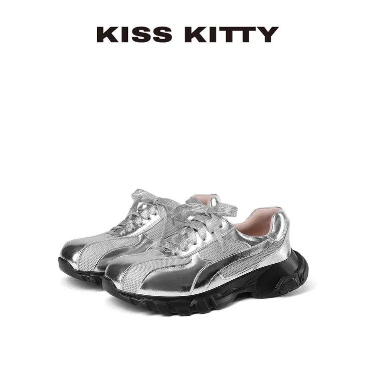 KISSKITTY网面透气老爹鞋25年春秋厚底小个子百搭户外休闲运动鞋