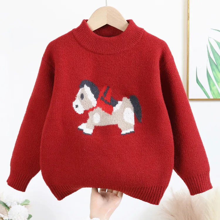 【年货小马】男女童毛衣冬装新款中大童小马加厚保暖针织衫上衣新款