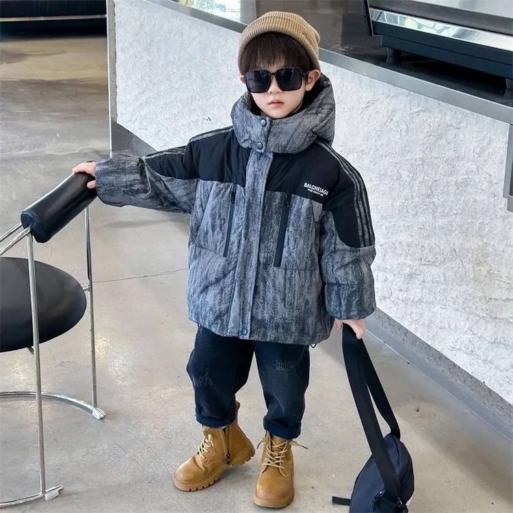 儿童羽绒服男童冬季2024新款洋气宝宝加厚痞帅男孩白鸭绒冬装外套