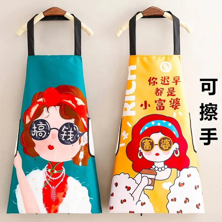 创意防水围裙厨房做饭家用擦手无袖罩衣围腰定制个性化工作服网红
