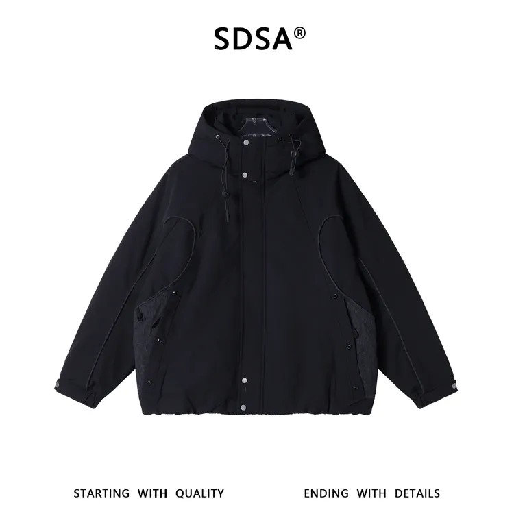SDSA男士秋冬新款痞帅男装潮牌连帽羽绒服百搭保暖拼接简约外套