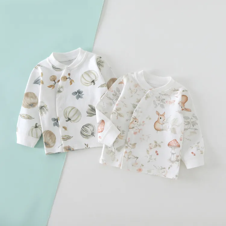 婴幼儿纯棉上衣打底衫男童内衣开衫全棉秋衣无骨女孩家居服上衣