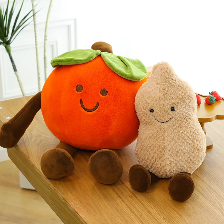 可爱好柿发生玩偶创意柿子公仔真花生抱枕毛绒玩具摆件靠垫礼物