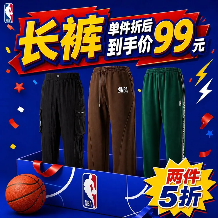 【清仓狂欢购】NBA官方休闲长裤运动裤