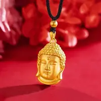 铜合金项链 经典双面小佛头项链女士时尚百搭小众吊坠饰品