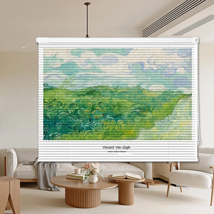 寸尔家用免打孔百叶窗帘遮阳防水防油可用于阳光房百叶窗帘免打孔