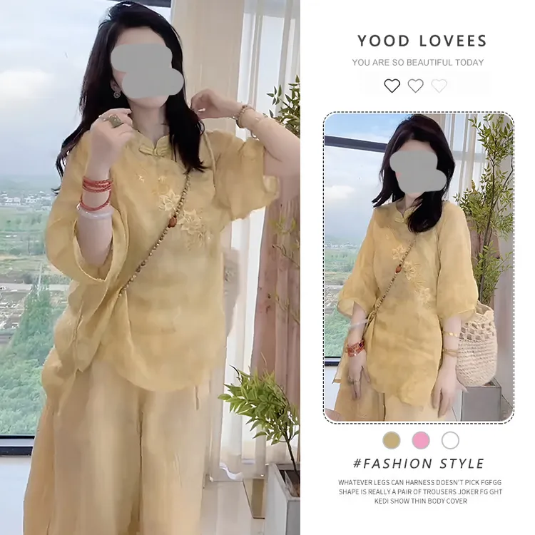 2025夏季设计感新中式温柔风立领半高领T恤时尚网红宽松减龄上衣