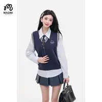 毛妮LADIESFIRST【秋日学姐】V领坎肩针织背心学院风上衣女L2279