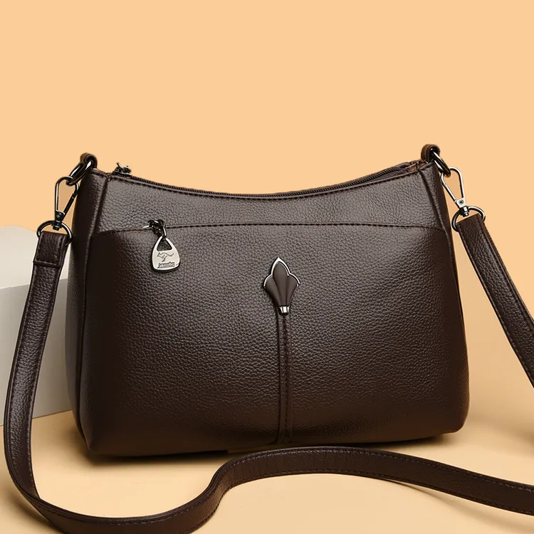 真皮女包2025新款时尚软皮单肩大容量斜挎包中年妈妈包百搭高级感