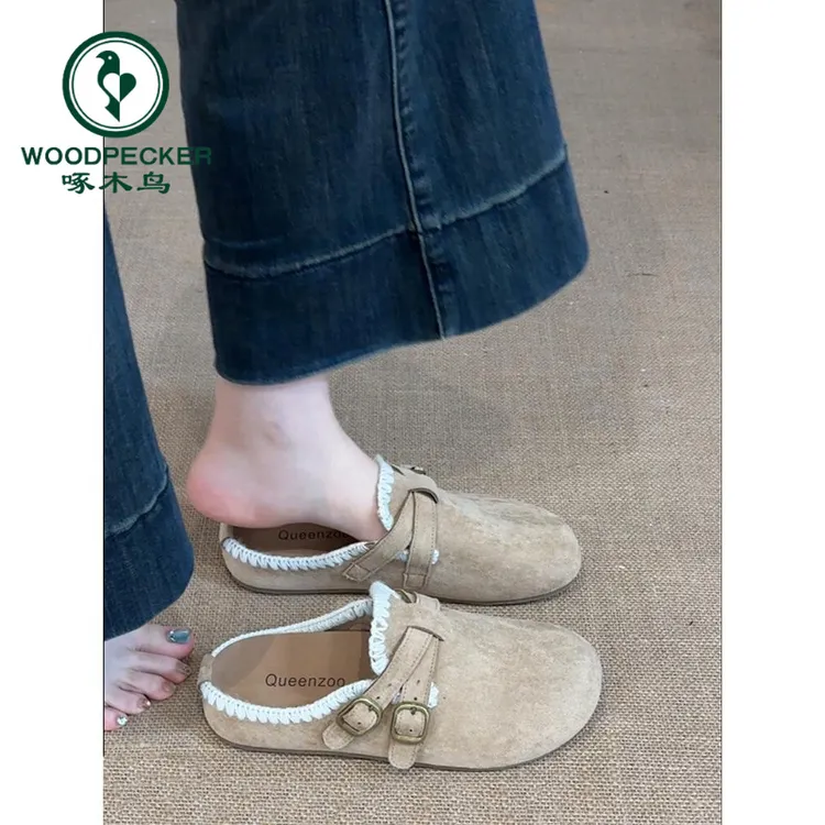 啄木鸟复古风百搭厚底勃肯鞋女2025年秋季新款文艺风森系包头拖
